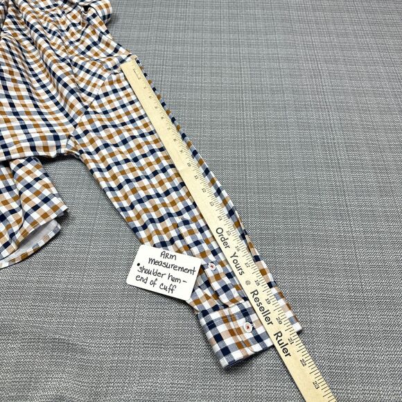 Butter Cloth Shirt Mens Large Blue Check‎ Contrasting Flip Cuff Lightweight - Picture 12 of 13